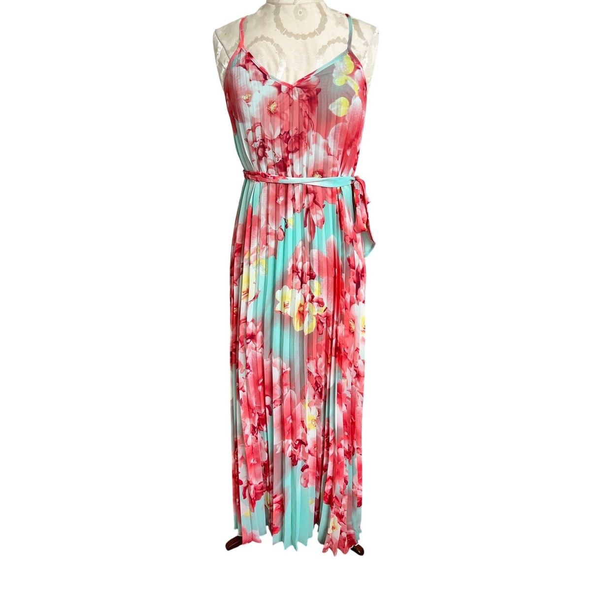 blue and white ombre maxi dress Charlotte Ombre Pleated Maxi Dress