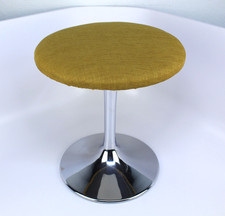 Vintage MCM Eero Saarinen Style 16" Chrome Tulip Base Upholstered Stool, Ottoman