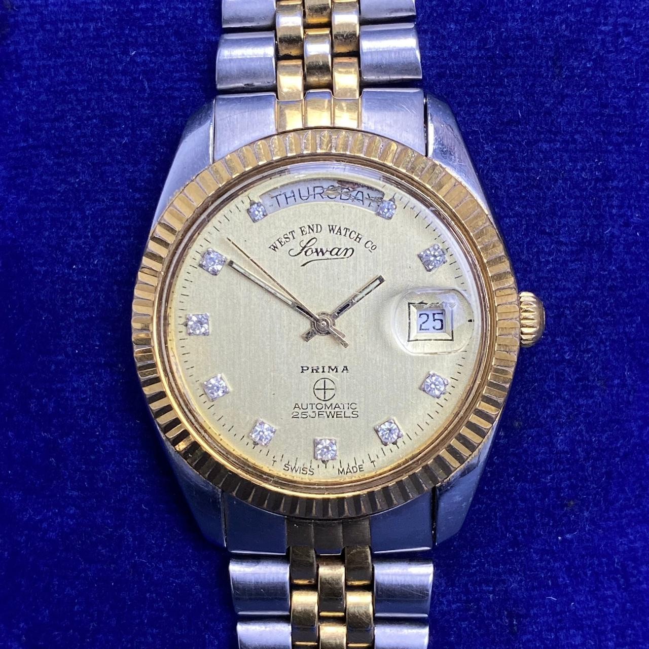 Swiss Watch Gold President DIal End Tone Co Diamond Men Two Automatic Rare West - vintagewatches.pk