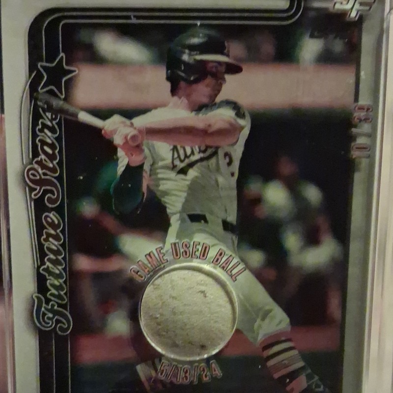 Justified Frankie Starr #10/39 Game Used Ball Relic Oakland Athletics MLB Card