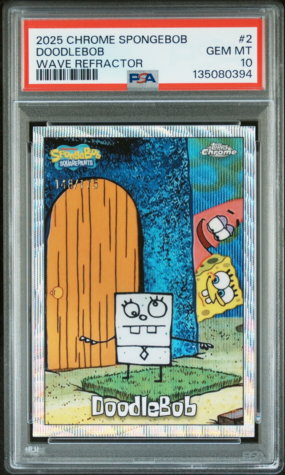 2025 TOPPS CHROME SPONGEBOB 25TH ANNIVERSARY #2 DOODLEBOB 148/175 PSA 10 view 1