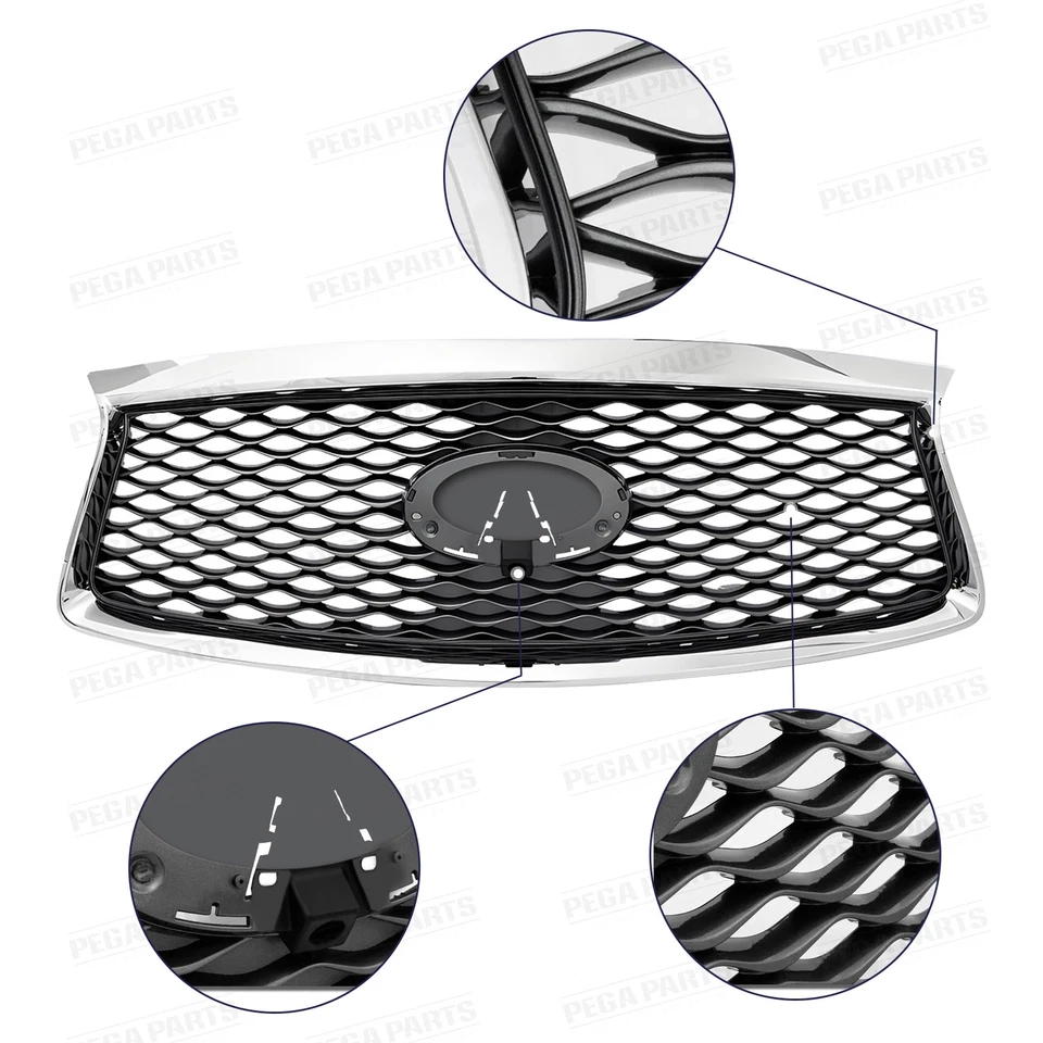 For 2016 2017 2018 2019 2020 Infiniti QX60 Bumper Upper Grille W/ Camera Option Foto 2 de 4