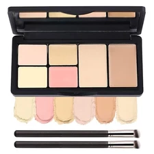 6-in-1 Color Correcting Concealer Contour Palette with Brushes for Flawless Skin