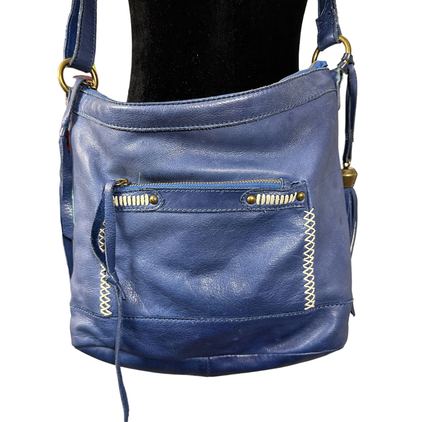 Lucky Brand Royal Blue Leather Crossbody Purse Gem