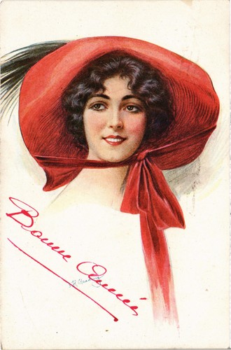 PC ARTIST SIGNED, KABY, GLAMOUR LADY IN A BIG HAT, Vintage Postcard (b50210) EUR 24,99 - FR