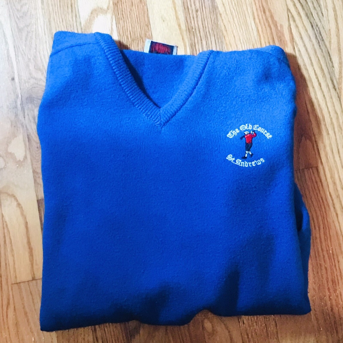 CLAN ROYAL MADE IN SCOTLAND BLUE KNIT ST. ANDREWS GOLF SWEATER