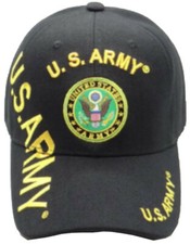 U.S. Army, Army Emblem, U.S. Army shadow on side, Black hat