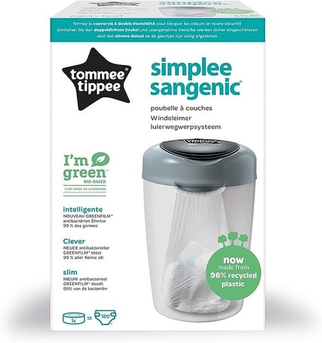 Cubo de eliminación de pañales Tommee Tippee Simplee Sangenic, gris - Imagen 2 de 8