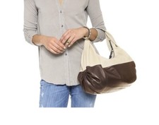 $378 Splendid Baguette Supersoft Leather Xlarge Slingshoulder Bag Ivory Taupe.
