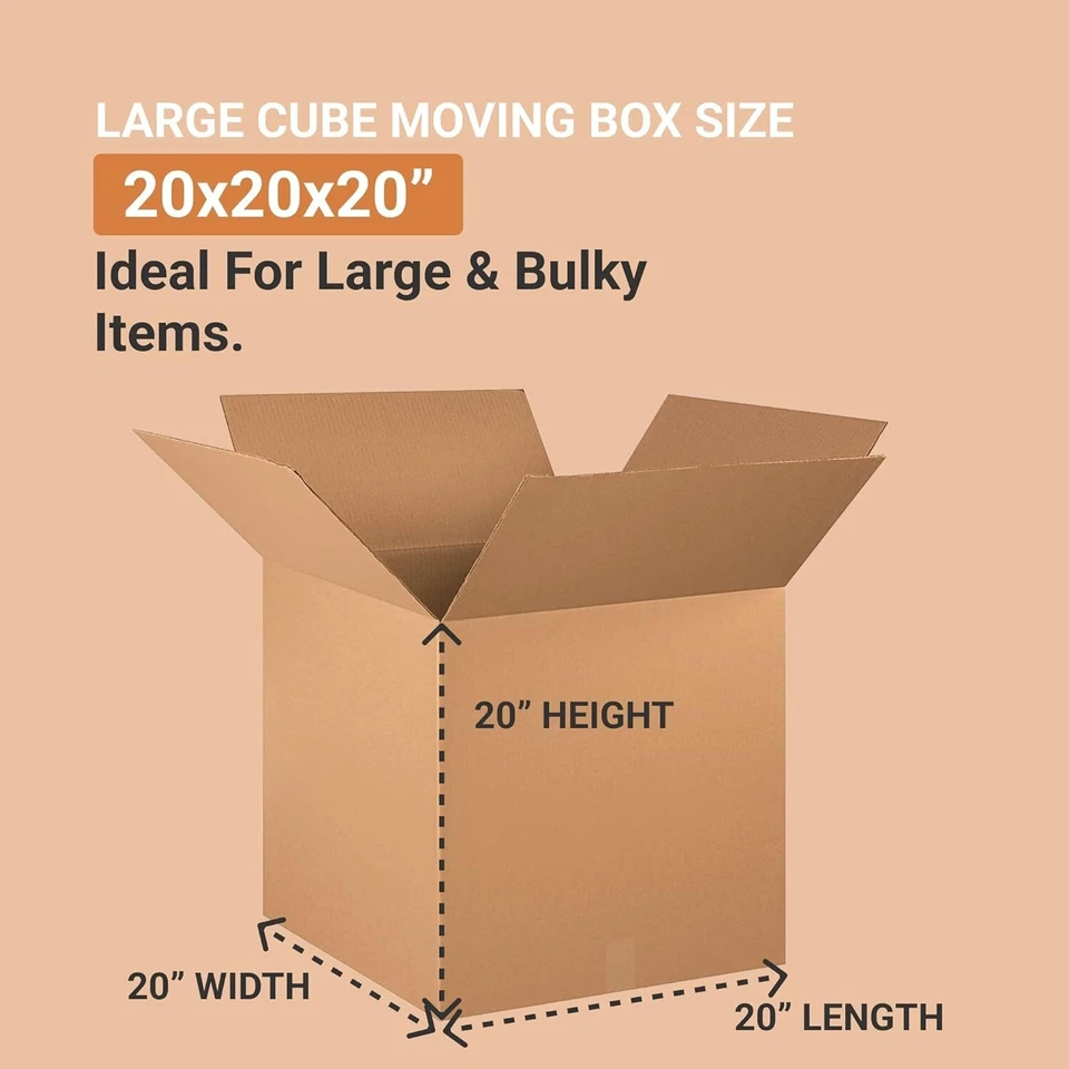 20 x 20 x 20 Shipping Boxes Moving Boxes Corrugated Kraft 10/Bundle 10/Pack - Image 2 of 4