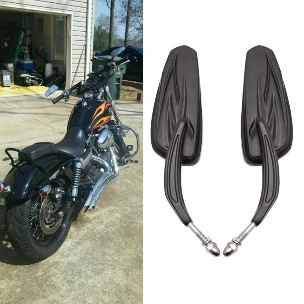 Matte Black Rearview Mirrors For Harley Heritage Softail Deluxe Dyna Fat Bob | 8mm Thread 2 thumbnail image
