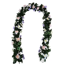 Michaels Multi-color Floral Chain Garland Roses Green Leaves Swag Vine 68" New