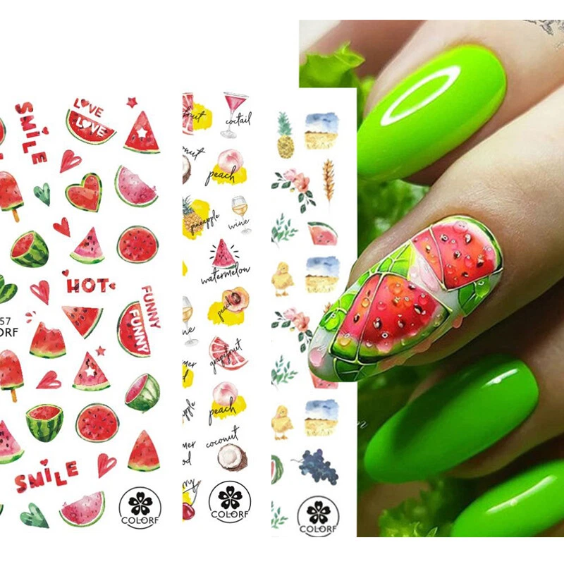 1000pcs 3d Fruit Animals Slice Clay Diy Nail Art Tips Sticker Decoration |  Fruugo AE