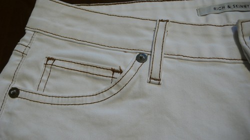 RICH & SKINNY Womens Off-White Stretch Raw Hem Shorts Jeans Sz 26 MSRP $ 120 - Picture 4 of 11