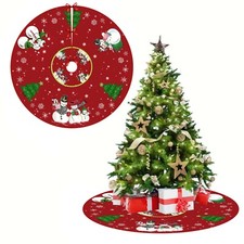 Snowman Xmas Trees Mat, Christmas Tree Skirt Cover For Holiday Party Winter