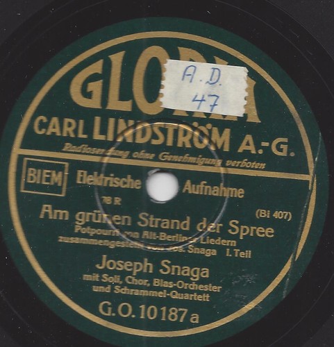 Joseph Snaga spielt Alt-Berliner Lieder 1935 : Am grünen Strand der Spree
