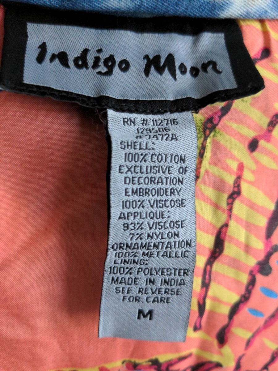 me.＊ Indigo Moon Embroidered Jacket in Sky Blue Peach With Butterflies