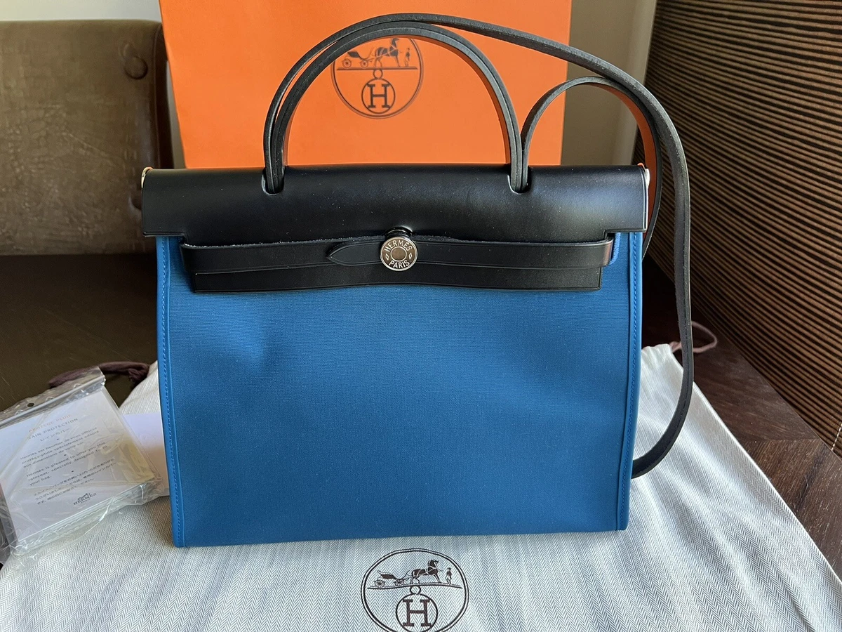 Hermes Herbag 31 Blue Indigo Sellier H new with box