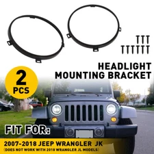 Fit 7" JK Headlight Mounting Ring Trim Bracket for 2007-2018 Jeep JK Wrangler 2x