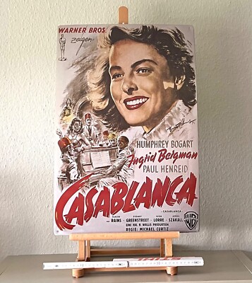 Blechschild 40 X 60 Casablanca mit Ingrid Bergman H. Bogart P. Henreid D9