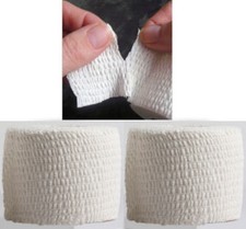 2 x EASY TEAR WHITE ADHESIVE ELASTICATED SPORTS INJURY WRAP TAPE - 5CM x 7M 0.61 per metre