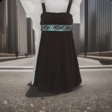 Amy's Closet Junior Girl Sz 10 Brown Sleeveless Embezzle Ruched Baloon Dress NWT