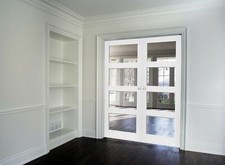 Internal composite french doors shaker 4L door pair clear glass white primed