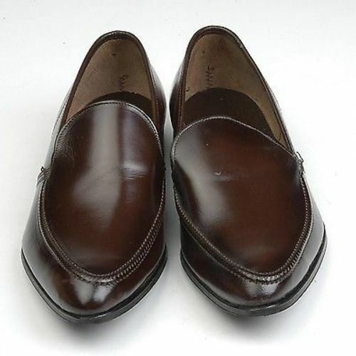 8.5 Mens Vintage 1960s 60s Brown Leather Slip On Loafer Shoes NOS ...