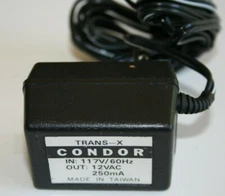 12V AC 250 MA Power Supply Adapter 117 V 60 HZ 7.5 FEET TRANSFORMER