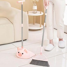 2Pcs Broom and Dustpan Set Sweeping Broom Dense Pet Bristles for Office