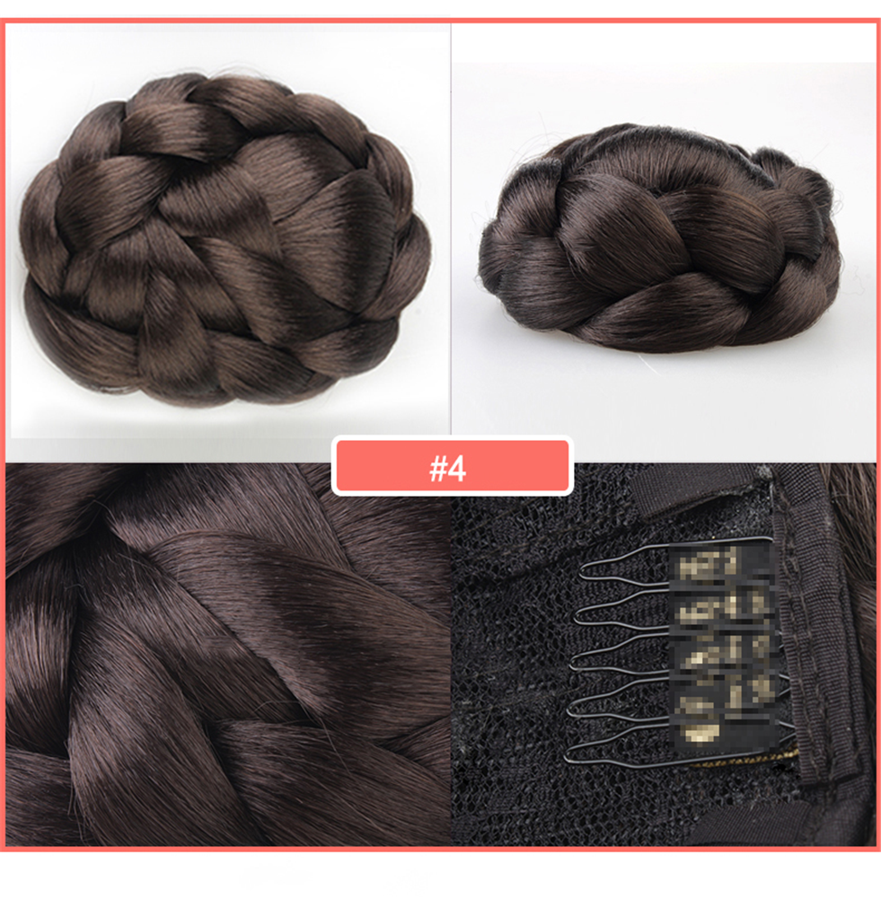 Braided Updo Synthetic Hair Extensions Clip in/on Costume Bun Chignon