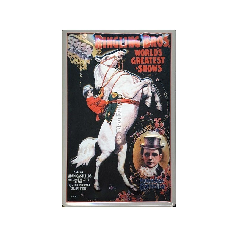 Plaque métal Ringling Bros vintage 20x30cm relief déco murale cirque