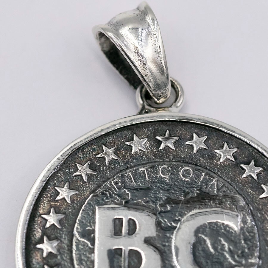 12g bitcoin btc coin blockchain authentic genuine 925 sterling silver ag  pendant | eBay