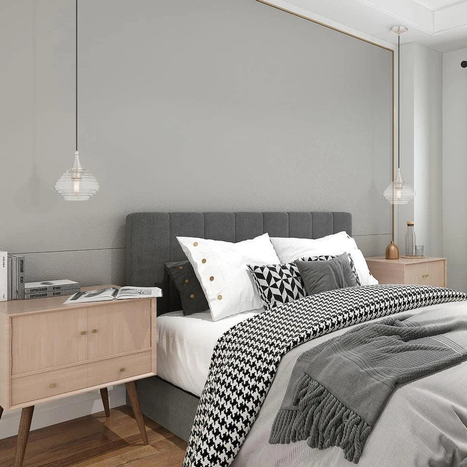 Mini colgante Livex Lighting Island de vidrio 8,25" 1 luz enchufable níquel cepillado Foto 2 de 4