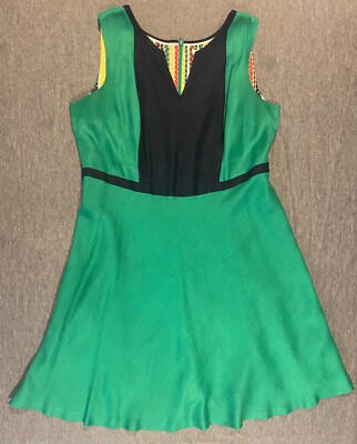 Boden Green Navy Blue Linen Lined V-Neck Midi Dress 16 Regular US (20R UK)  EUC | eBay
