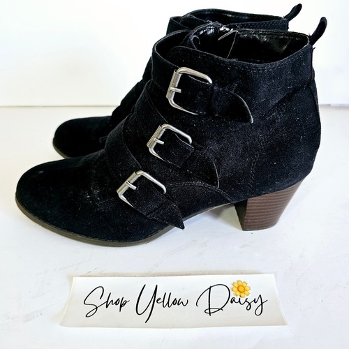 Mossimo Womens Faux Suede Buckle Side Zipper Block Heel Ankle Boots Sz10 Sh449.2 - Picture 2 of 7