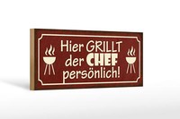 Holzschild Spruch 27X10 Cm Hier Grillt Der Chef PersöNlich Schild Wooden Sign