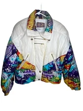 Vintage Retro 1980s East West Jacket Coat Colorful Ski Winter Size Large