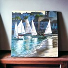 Sailboats Ceramic Picture Tile Judith Yates Nautical Seascape Art Coastal Decor