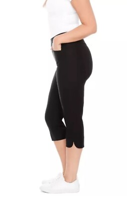 S.C. & CO. Women's 360 Tummy Control Capri Pants. Size 6 Color Black Petal Slit.