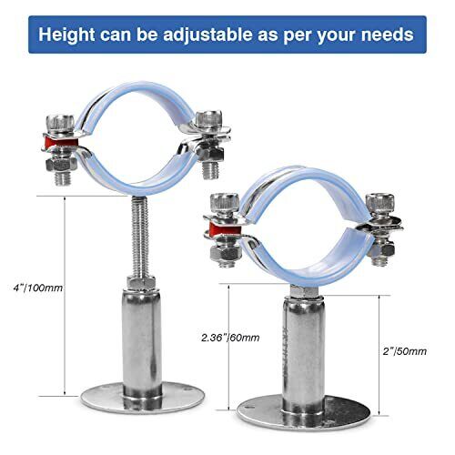 2 Inch Wall Mount Ceiling Mount Pipe Support,2 Pcs Adjustable Stainless Steel... - Bild 3 von 6