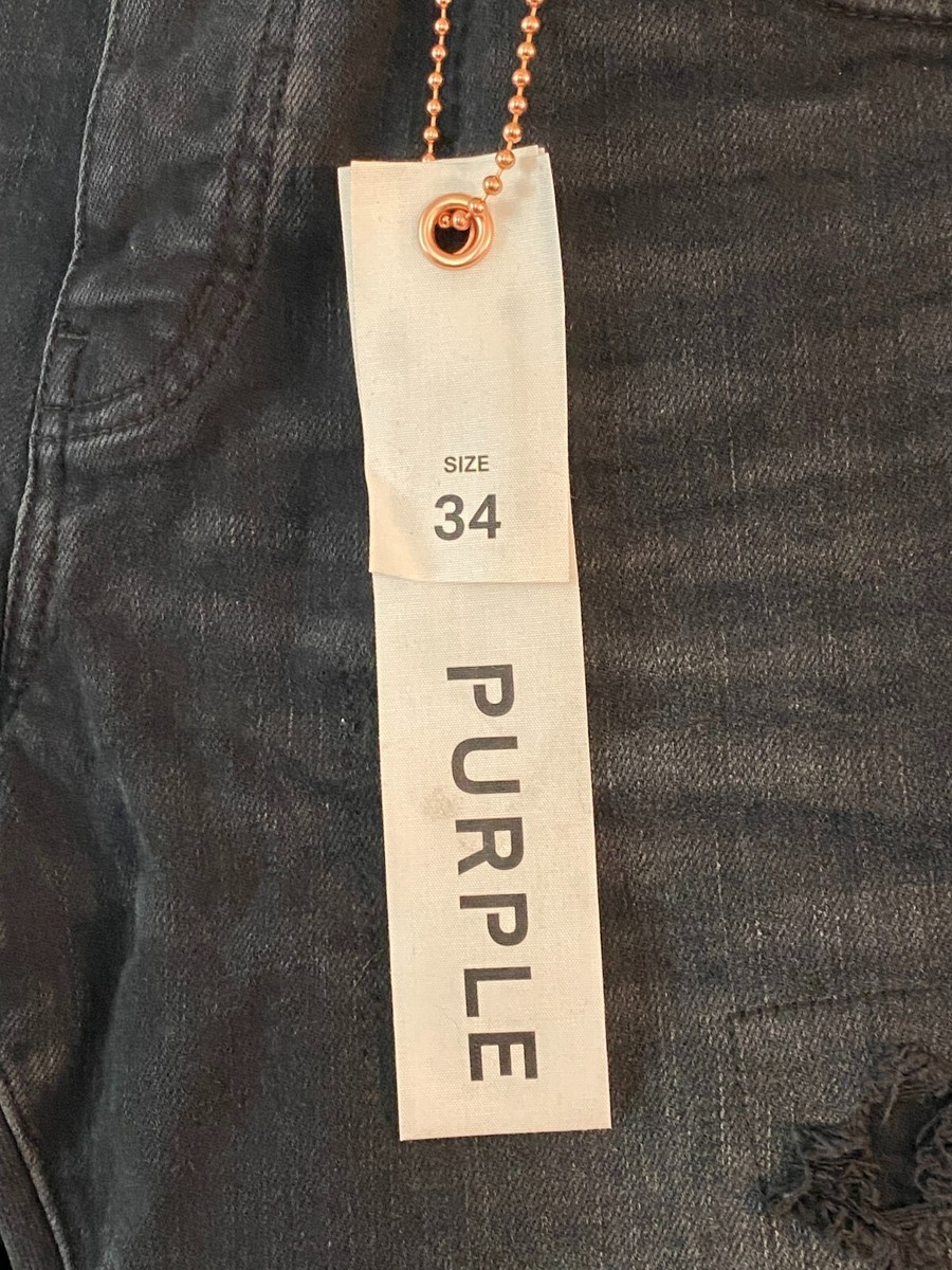 $188 PURPLE P002 Black Repair Slim Jeans | Black Wash Repair