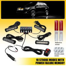 4x 3030 LED Amber Recovery Strobe Flashing Grille  Bright Light bar Truck Beacon