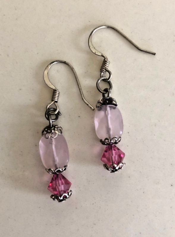 Glass Stone Earrings  Jewelry Boho Artisan Pink