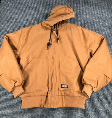 Walls Work Wear Chore Barn Coat Mens Large Brown Canvas Full Zip Hooded