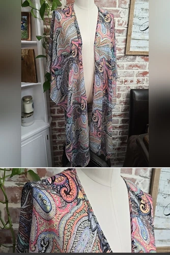 UNDERCOVER Giacca donna stile kimono Victoria Secret taglia grande stampa multicolore