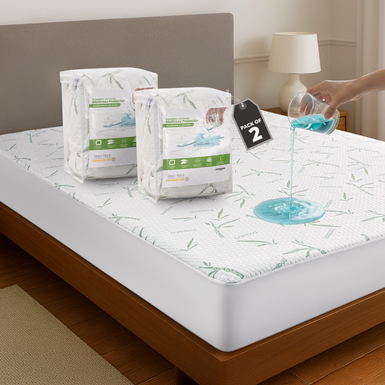 Bamboo Mattress Protector Hypoallergenic & Breathable Waterp