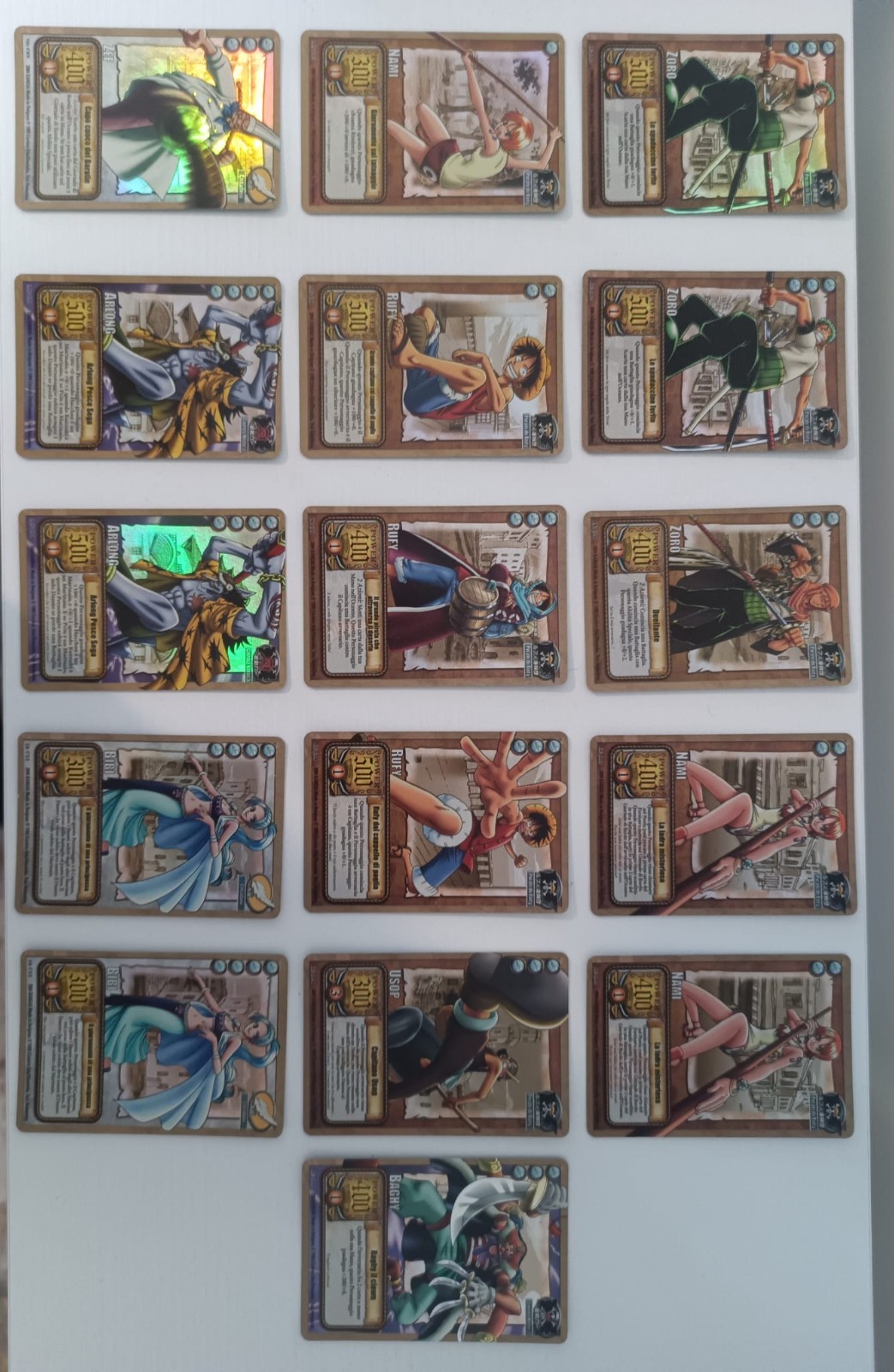 Lotto 16 Carte One Piece Bandai 2004 Italiane Vintage Holo Rufy Zoro Nami Arlong