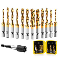 Combination Drill Tap & Tap Bit Set, 3-In-1 Titanium Coated Screw Tapping Bit To