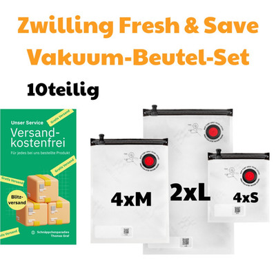 ZWILLING Fresh & Save Vakuum Beutel Set 10-tlg 4xS 4xM 2xL Vakuumierbeutel